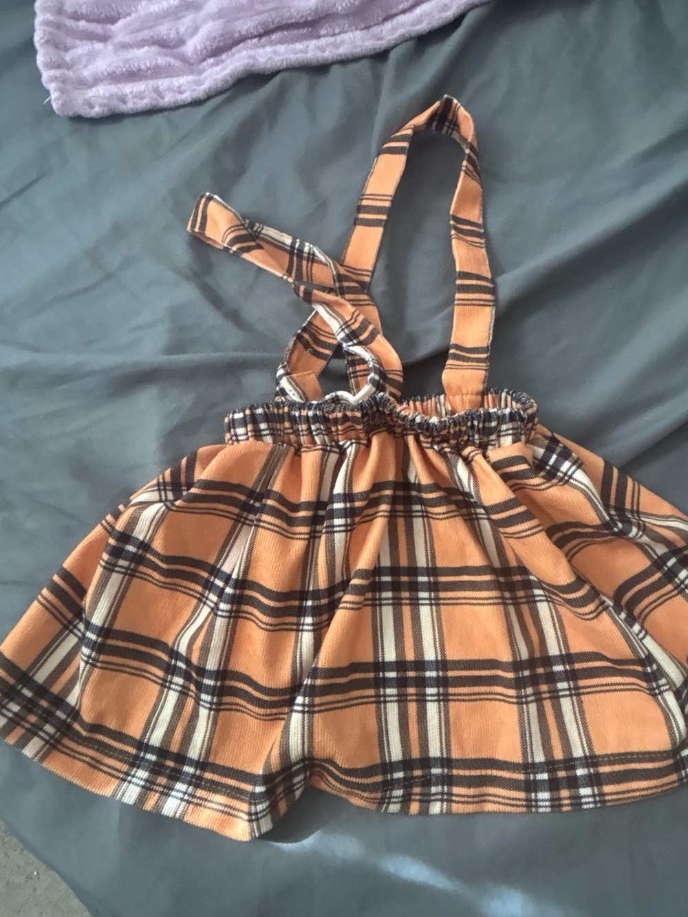 Orange Plaid Suspender dress size18/24 months